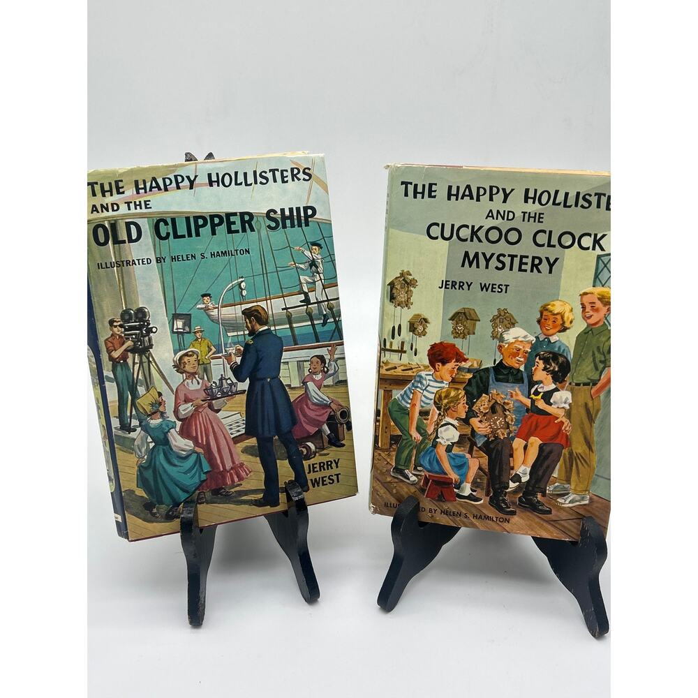 Vintage Happy Hollisters Book Lot of 2 Cuckoo Clock Mystery Old Clipper Ship HC